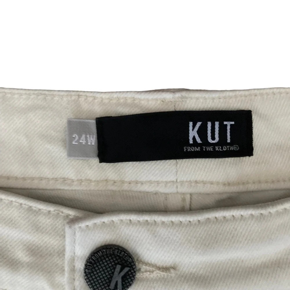 KUT from the Kloth Plus Size Jane Ripped High Rise Short in Ivory Sz: 24W - Picture 7 of 11